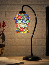 Multicolor Mosaic Glass Curvy Table lamp with Iron Base (EN29)